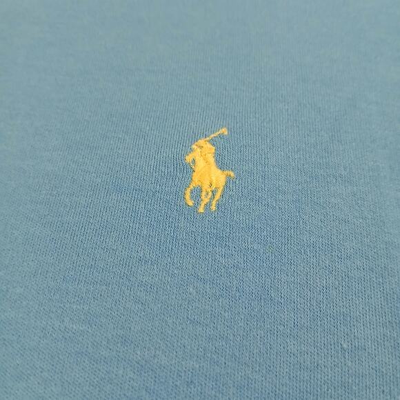 Ralph Lauren Sport Women's Large Aqua Long-Sleeved Polo 100% Cotton Yellow Logo - Picture 4 of 12